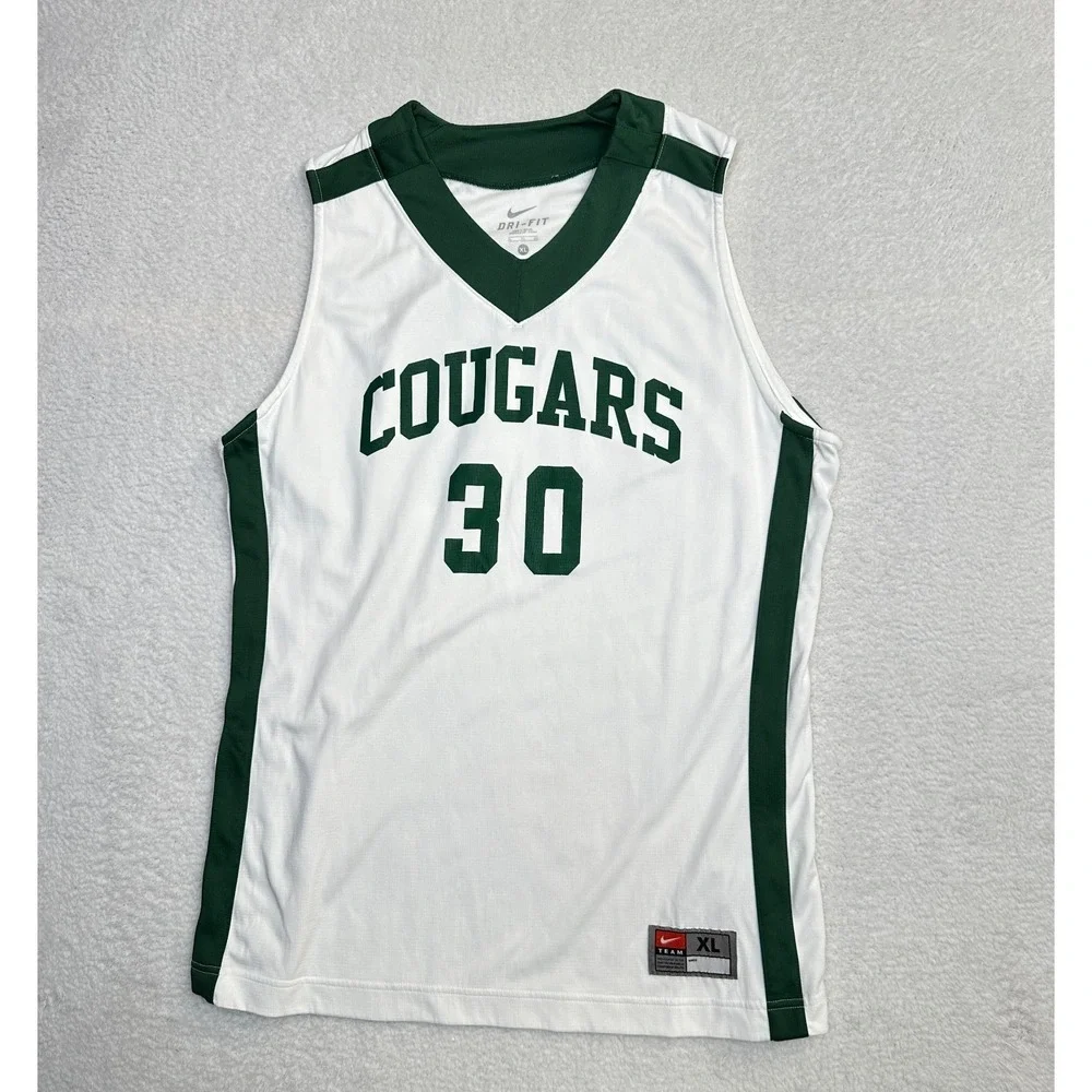 Nike Team Dri-Fit Cougars Basketball Jersey Men XL White/ Green #30‎